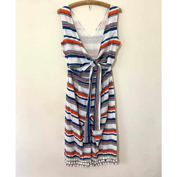 NWT Anthropologie Jumpsuit Linen Striped Sleeveless Cropped Pockets size Large - Picture 6 of 8
